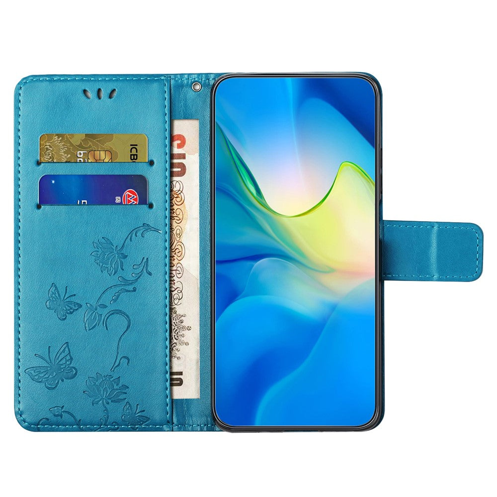 For Xiaomi Redmi Note 14 4G (164.84mm) Case Wallet Stand Imprinted Butterfly Flower PU Leather Phone Cover
