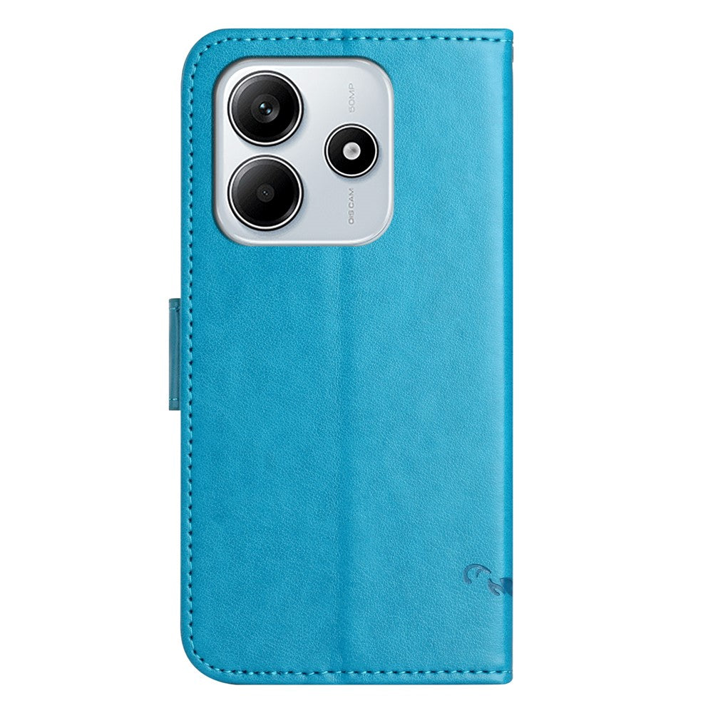 For Xiaomi Redmi Note 14 4G (164.84mm) Case Wallet Stand Imprinted Butterfly Flower PU Leather Phone Cover