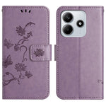 For Xiaomi Redmi Note 14 4G (164.84mm) Case Wallet Stand Imprinted Butterfly Flower PU Leather Phone Cover