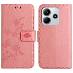 For Xiaomi Redmi Note 14 4G (164.84mm) Case Wallet Stand Imprinted Butterfly Flower PU Leather Phone Cover