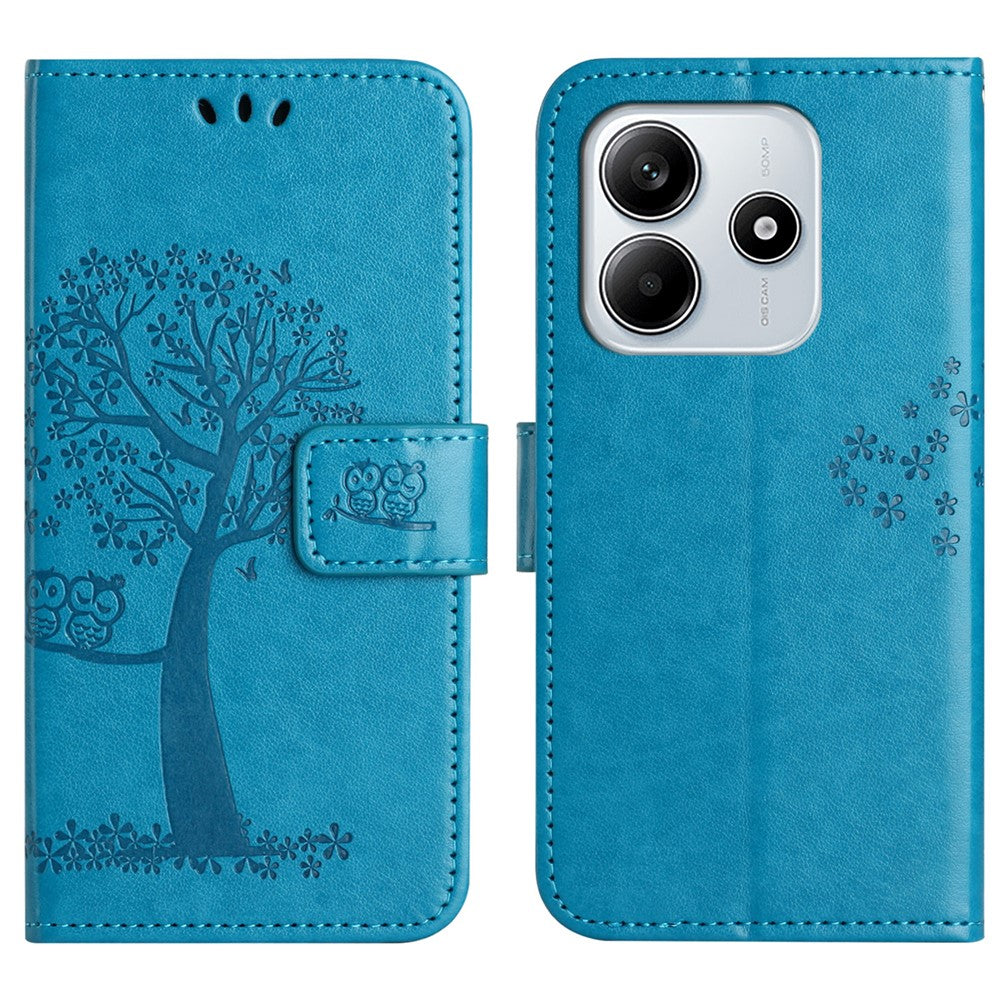 For Xiaomi Redmi Note 14 4G (164.84mm) Case PU Leather Owl Tree Imprinted Wallet Phone Cover