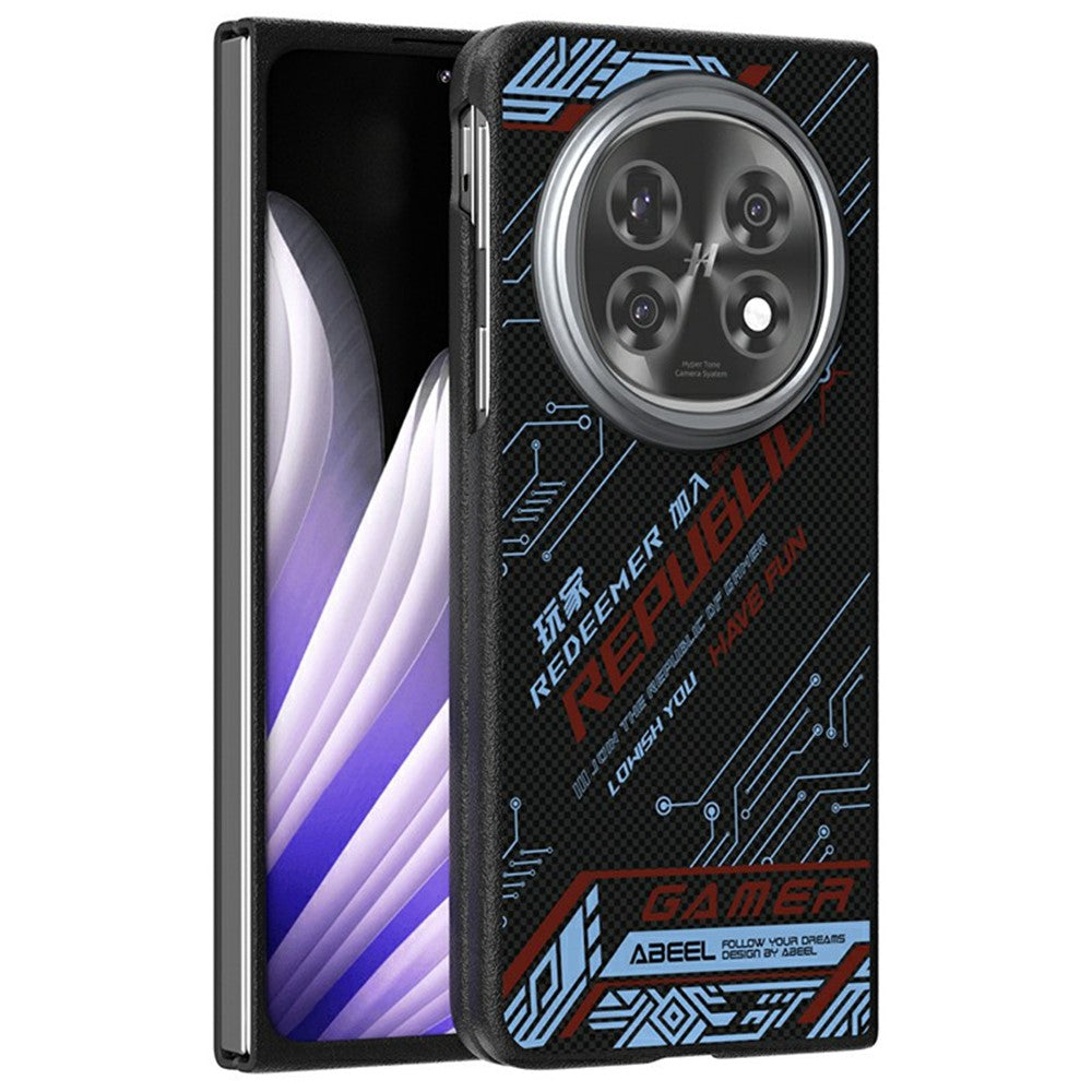 ABEEL For Oppo Find N5 5G Magnetic Case Micro-Embossing 6D Printed PC TPU Aluminum Alloy Leather Phone Cover
