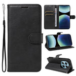 For Xiaomi Redmi Note 14 Pro 4G Leather Wallet Case with Strap Solid Color Phone Stand Cover