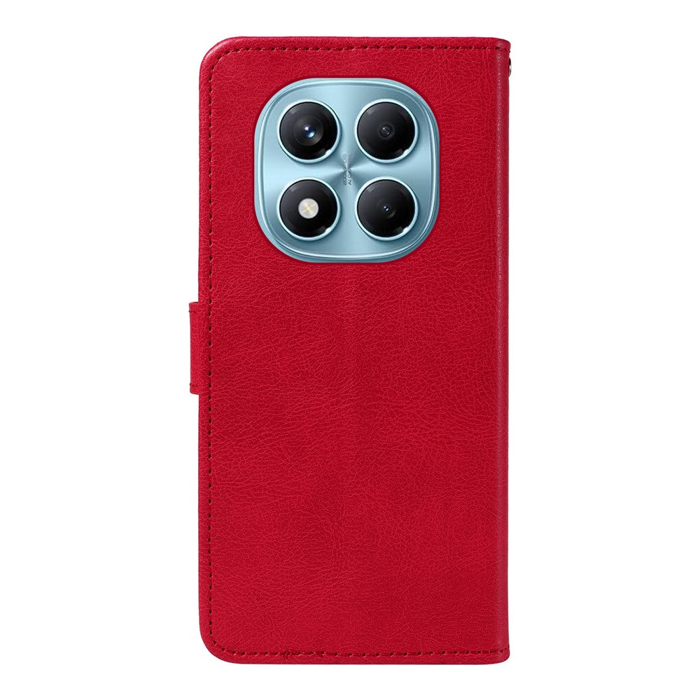 For Xiaomi Redmi Note 14 Pro 4G Leather Wallet Case with Strap Solid Color Phone Stand Cover