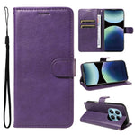 For Xiaomi Redmi Note 14 Pro 4G Leather Wallet Case with Strap Solid Color Phone Stand Cover