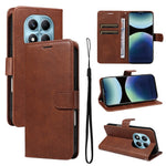For Xiaomi Redmi Note 14 Pro 4G Leather Wallet Case with Strap Solid Color Phone Stand Cover