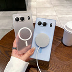 For OnePlus Nord 4 Magnetic Case Frosted PC Phone Cover with Camera Lens Protector