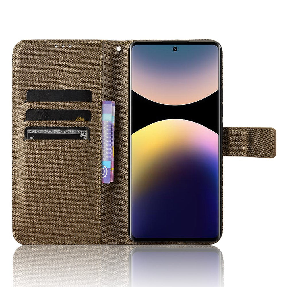 For Xiaomi Redmi Note 14 Pro 4G Case PU Leather Diamond Texture Wallet Phone Cover