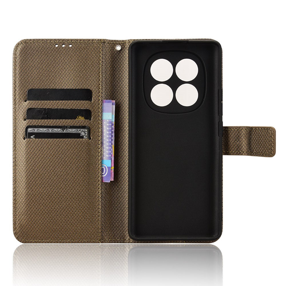 For Xiaomi Redmi Note 14 Pro 4G Case PU Leather Diamond Texture Wallet Phone Cover
