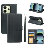 For Xiaomi Redmi Note 14 4G (163.25mm) Wallet Case Magnetic Snap Leather Phone Cover with Strap
