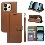 For Xiaomi Redmi Note 14 4G (163.25mm) Wallet Case Magnetic Snap Leather Phone Cover with Strap
