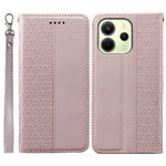 For Xiaomi Redmi Note 14 4G (163.25mm) Wallet Phone Case Checkered Pattern Imprint Leather Flip Cover with Wrist Strap