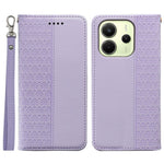 For Xiaomi Redmi Note 14 4G (163.25mm) Wallet Phone Case Checkered Pattern Imprint Leather Flip Cover with Wrist Strap