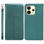 For Xiaomi Redmi Note 14 4G (163.25mm) Wallet Phone Case Checkered Pattern Imprint Leather Flip Cover with Wrist Strap