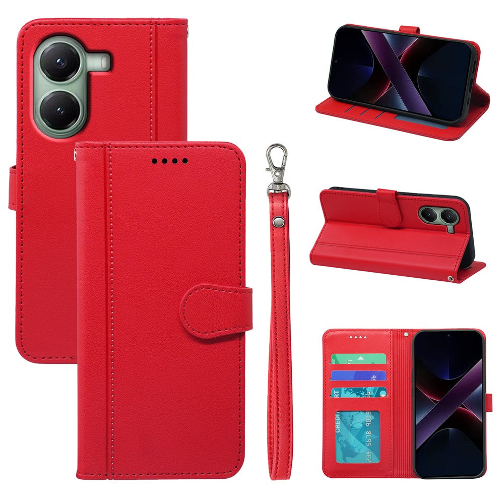 For Xiaomi Poco X7 Pro 5G  /  Redmi Turbo 4 5G Wallet Case Magnetic Snap Leather Phone Cover with Strap