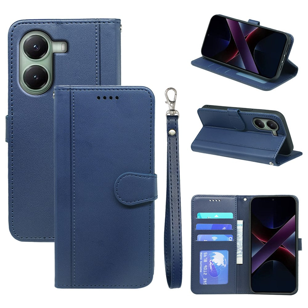 For Xiaomi Poco X7 Pro 5G  /  Redmi Turbo 4 5G Wallet Case Magnetic Snap Leather Phone Cover with Strap