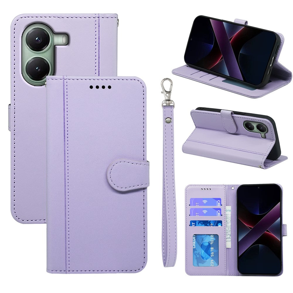 For Xiaomi Poco X7 Pro 5G  /  Redmi Turbo 4 5G Wallet Case Magnetic Snap Leather Phone Cover with Strap