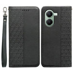 For Xiaomi Poco X7 Pro 5G / Redmi Turbo 4 5G Wallet Phone Case Checkered Pattern Imprint Leather Flip Cover with Wrist Strap