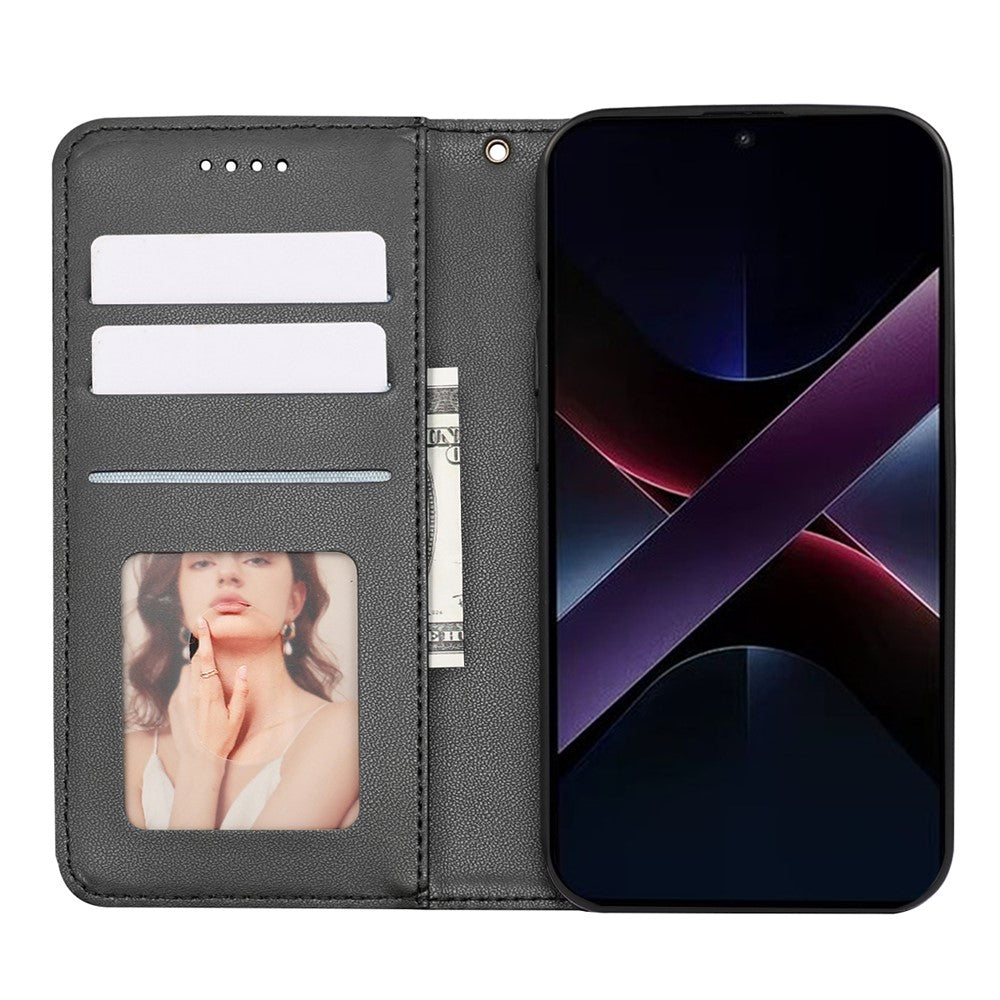 For Xiaomi Poco X7 Pro 5G / Redmi Turbo 4 5G Wallet Phone Case Checkered Pattern Imprint Leather Flip Cover with Wrist Strap