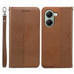 For Xiaomi Poco X7 Pro 5G / Redmi Turbo 4 5G Wallet Phone Case Checkered Pattern Imprint Leather Flip Cover with Wrist Strap