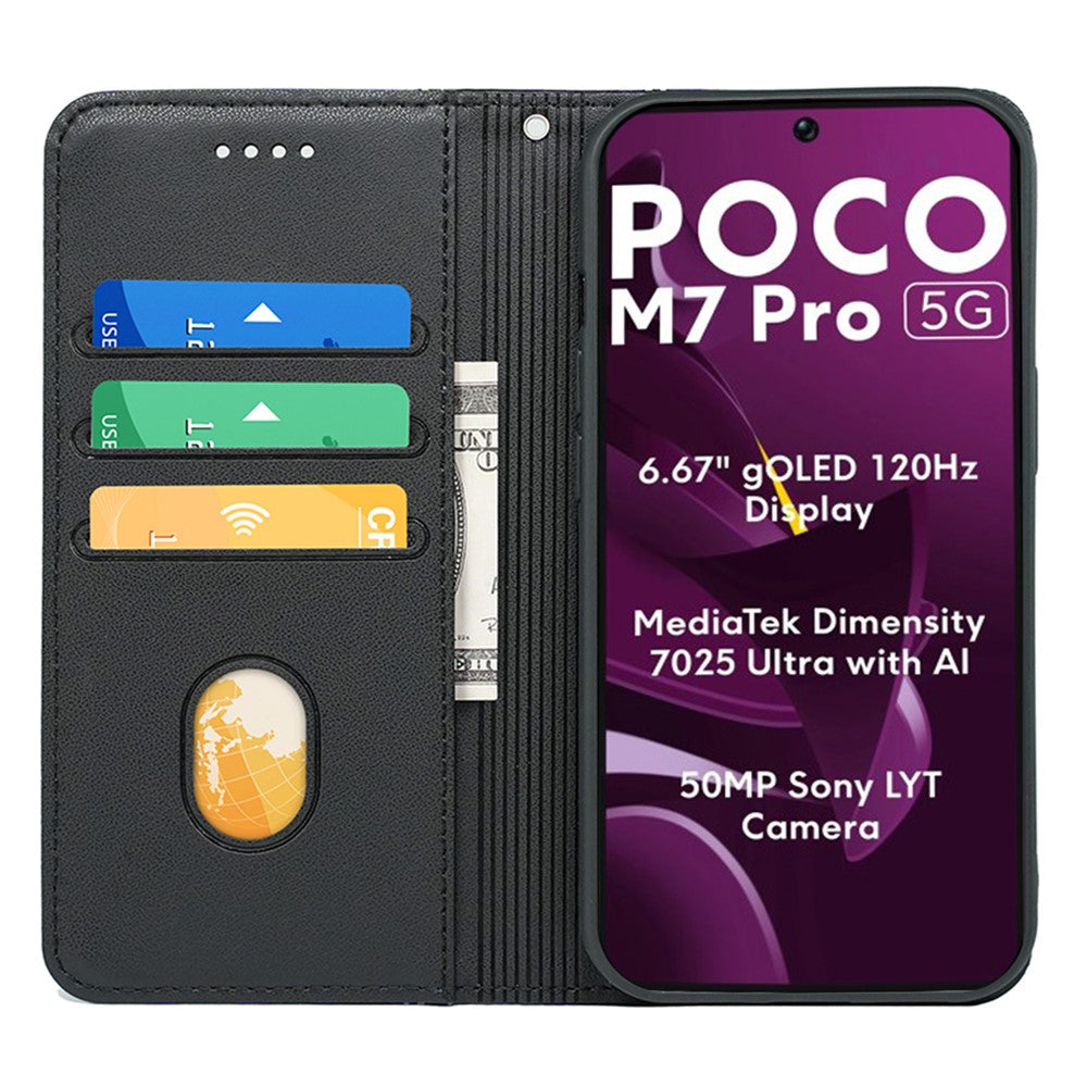 HX01 For Xiaomi Poco M7 Pro 5G Wallet Case Magnetic Closing PU Leather Phone Cover