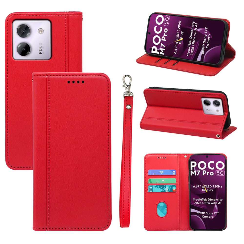 HX01 For Xiaomi Poco M7 Pro 5G Wallet Case Magnetic Closing PU Leather Phone Cover