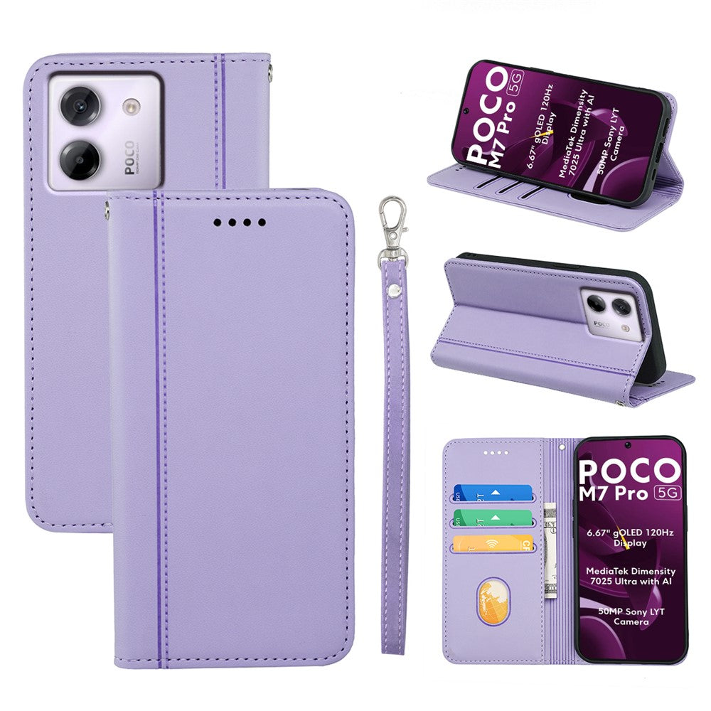 HX01 For Xiaomi Poco M7 Pro 5G Wallet Case Magnetic Closing PU Leather Phone Cover