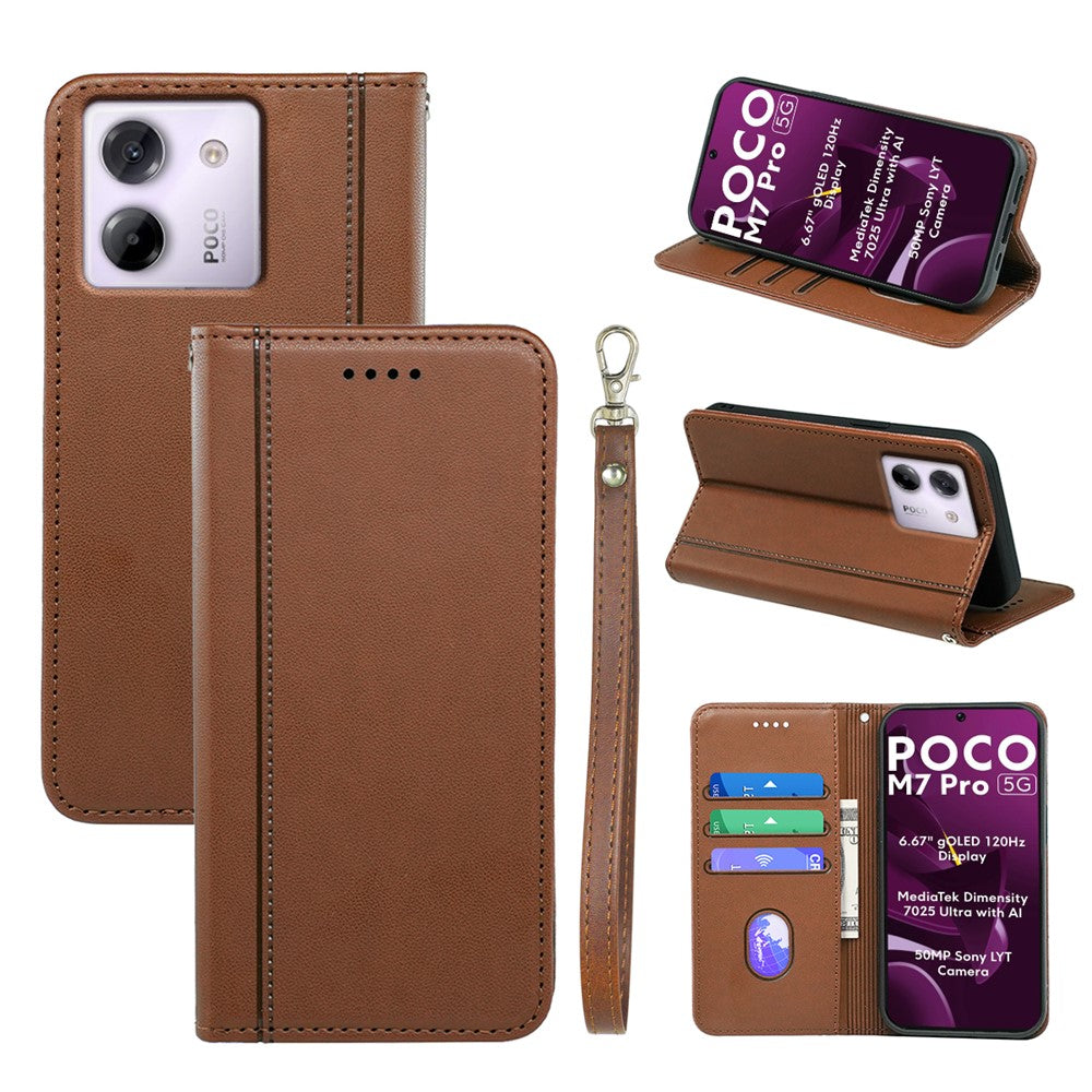 HX01 For Xiaomi Poco M7 Pro 5G Wallet Case Magnetic Closing PU Leather Phone Cover