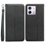 For Xiaomi Poco M7 Pro 5G Wallet Phone Case Checkered Pattern Imprint Leather Flip Cover with Wrist Strap
