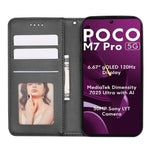 For Xiaomi Poco M7 Pro 5G Wallet Phone Case Checkered Pattern Imprint Leather Flip Cover with Wrist Strap
