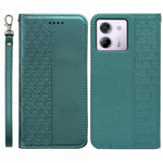 For Xiaomi Poco M7 Pro 5G Wallet Phone Case Checkered Pattern Imprint Leather Flip Cover with Wrist Strap