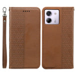 For Xiaomi Poco M7 Pro 5G Wallet Phone Case Checkered Pattern Imprint Leather Flip Cover with Wrist Strap