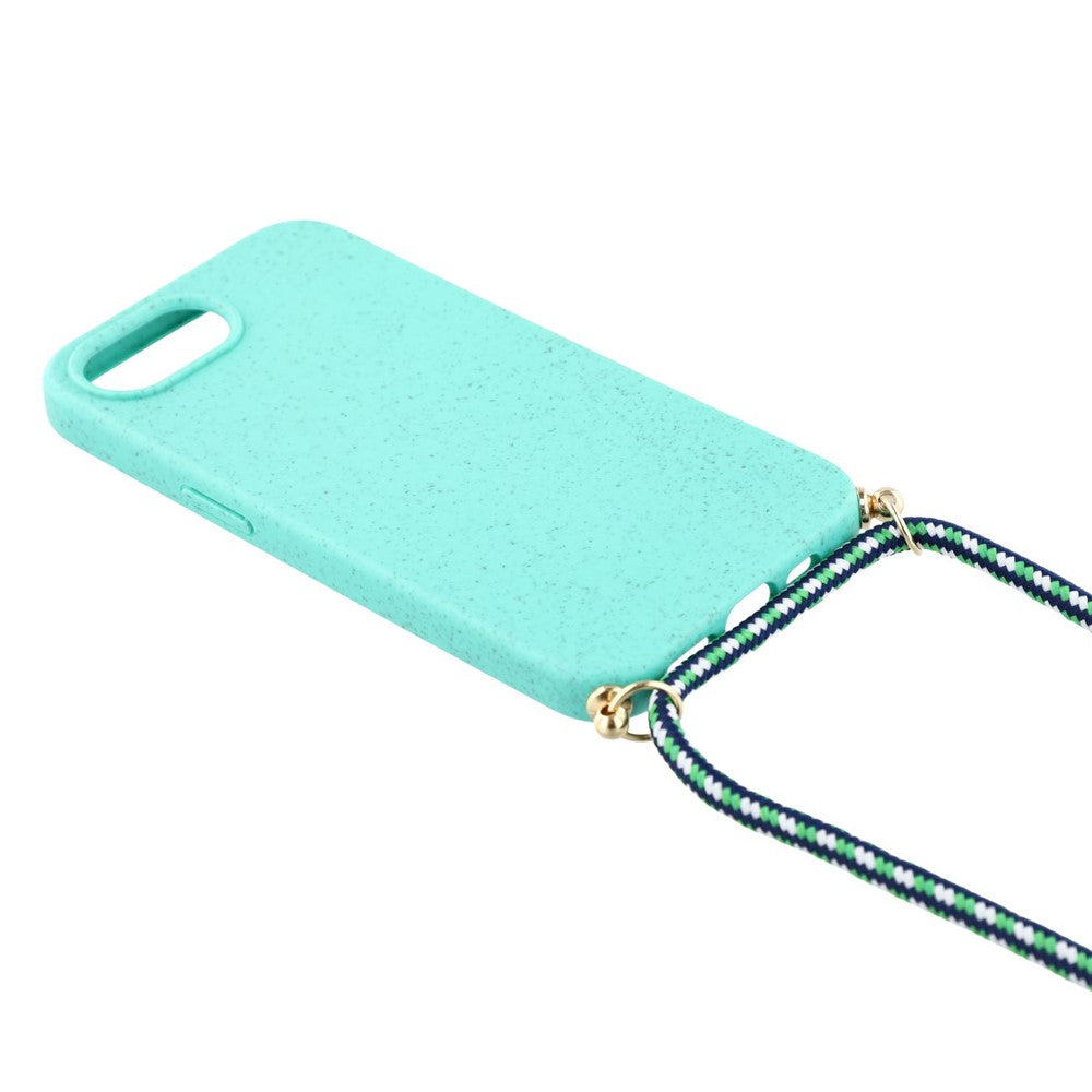 For iPhone 17th / 16th Case Biodegradable Wheat Straw + TPU Phone Cover with Long Lanyard