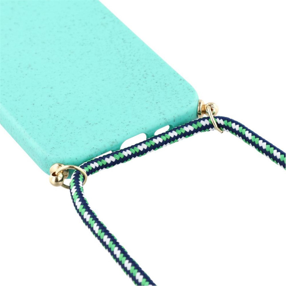 For iPhone 17th / 16th Case Biodegradable Wheat Straw + TPU Phone Cover with Long Lanyard