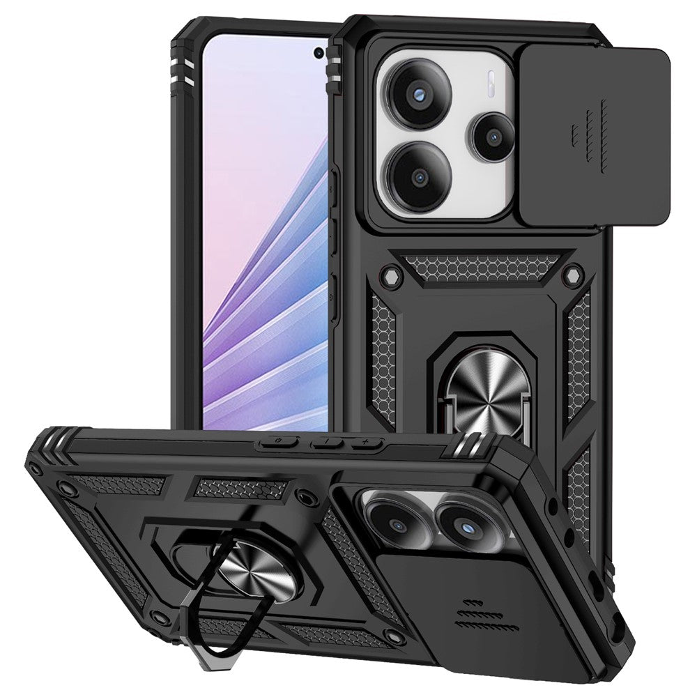 For Xiaomi Redmi Note 14 4G (163.25mm) Case PC + TPU Phone Cover with Lens Protection Kickstand