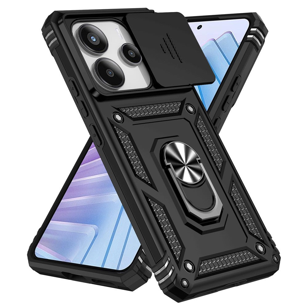 For Xiaomi Redmi Note 14 4G (163.25mm) Case PC + TPU Phone Cover with Lens Protection Kickstand