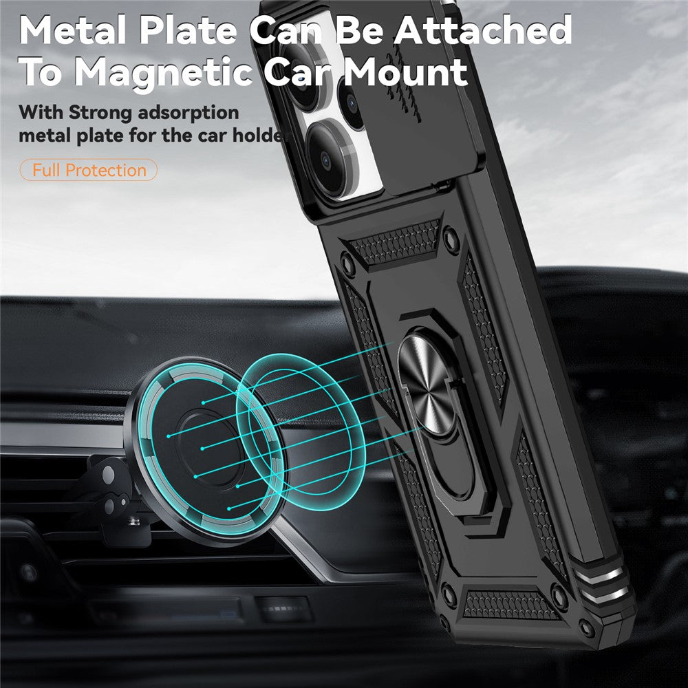 For Xiaomi Redmi Note 14 4G (163.25mm) Case PC + TPU Phone Cover with Lens Protection Kickstand