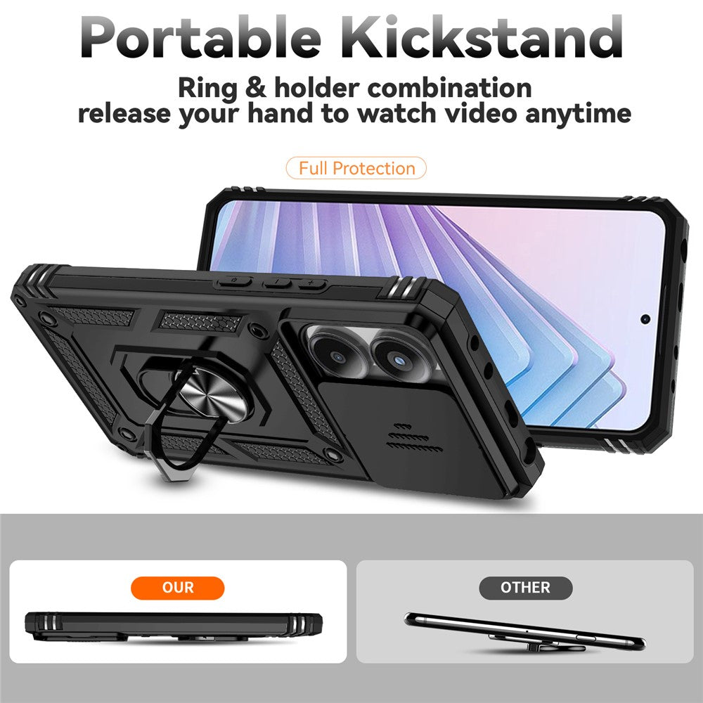 For Xiaomi Redmi Note 14 4G (163.25mm) Case PC + TPU Phone Cover with Lens Protection Kickstand
