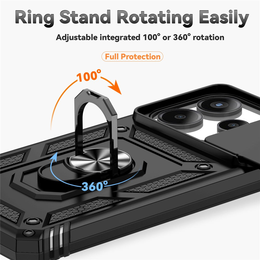 For Xiaomi Redmi Note 14 4G (163.25mm) Case PC + TPU Phone Cover with Lens Protection Kickstand