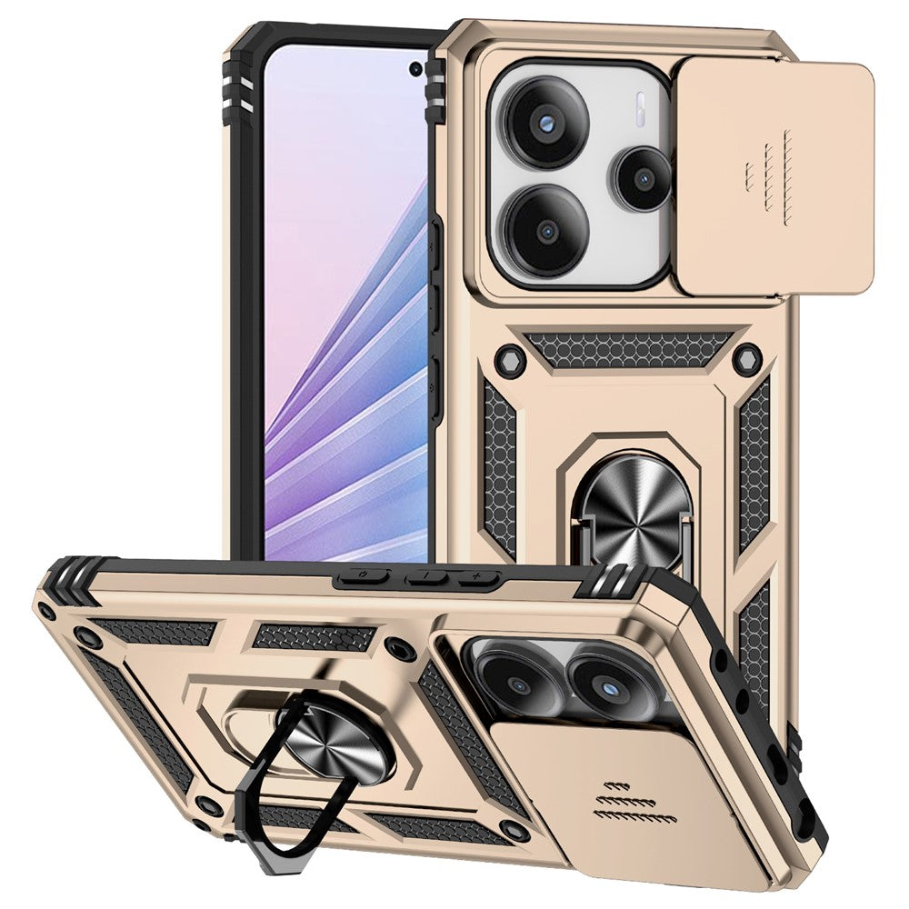 For Xiaomi Redmi Note 14 4G (163.25mm) Case PC + TPU Phone Cover with Lens Protection Kickstand