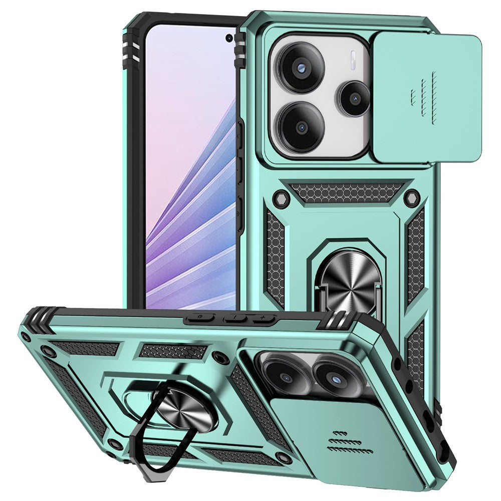 For Xiaomi Redmi Note 14 4G (163.25mm) Case PC + TPU Phone Cover with Lens Protection Kickstand