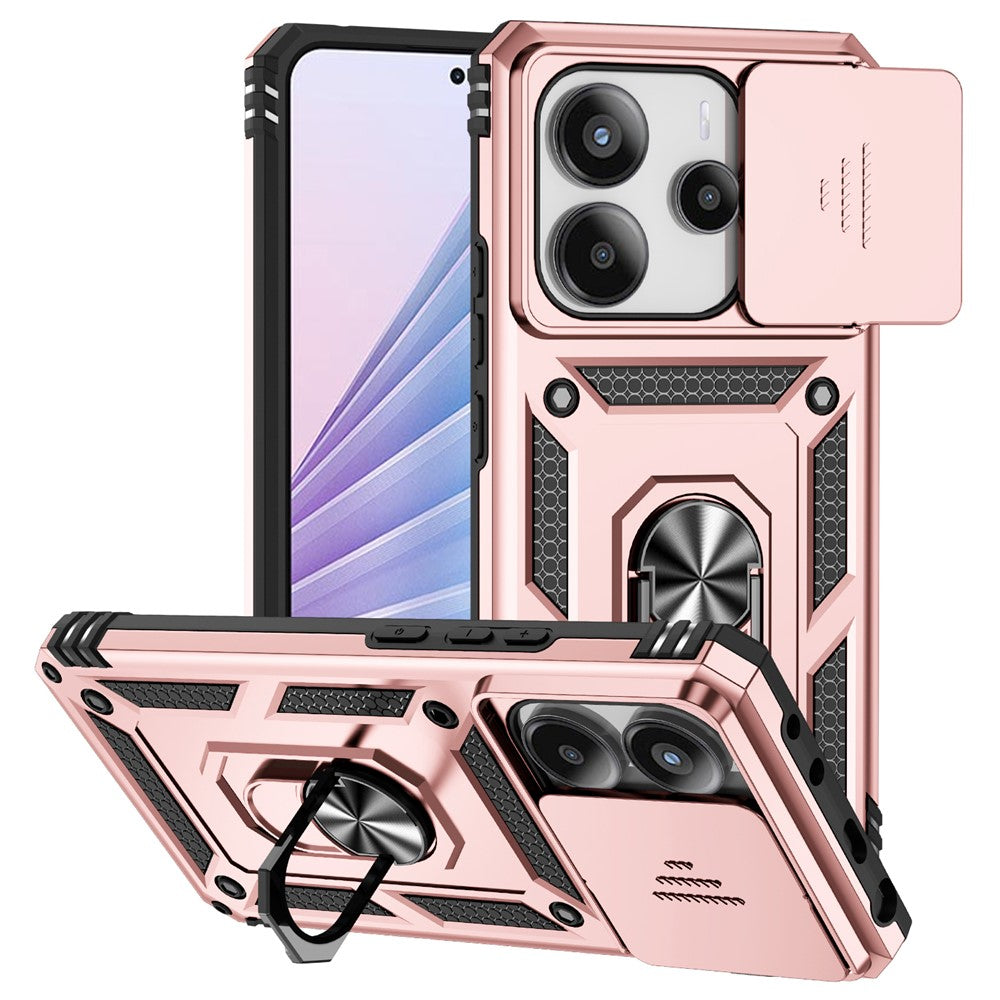 For Xiaomi Redmi Note 14 4G (163.25mm) Case PC + TPU Phone Cover with Lens Protection Kickstand