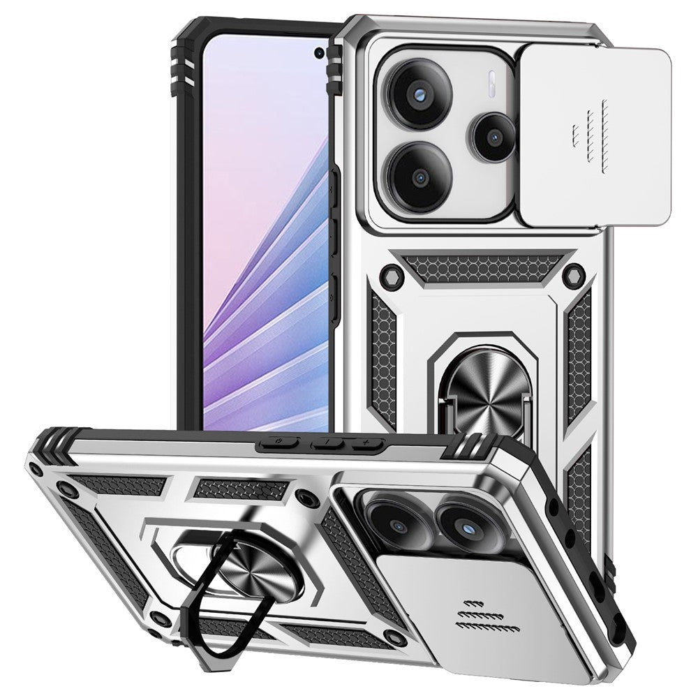 For Xiaomi Redmi Note 14 4G (163.25mm) Case PC + TPU Phone Cover with Lens Protection Kickstand