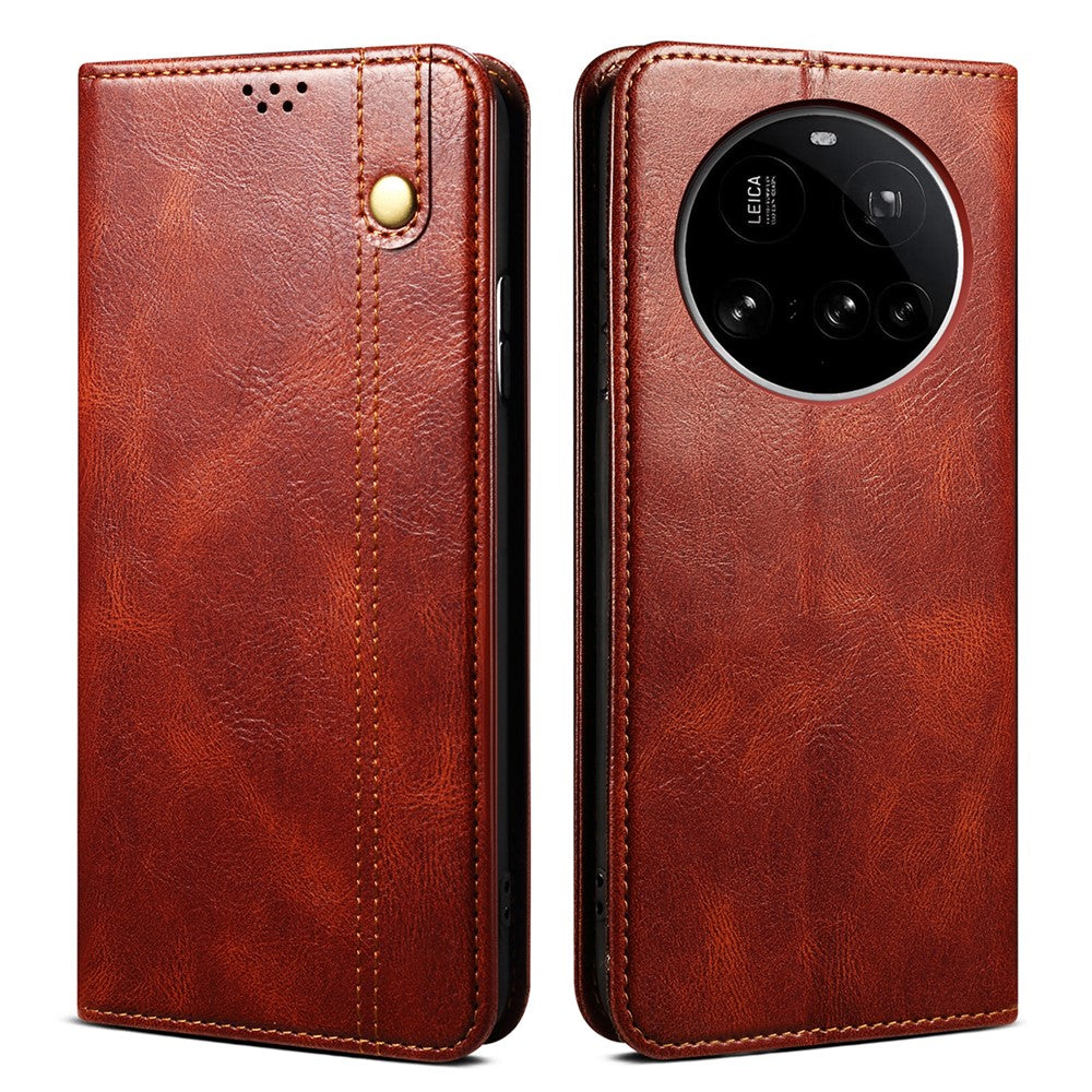For Xiaomi 15 Ultra Case Crazy Horse Texture Waxy Leather Wallet Stand Phone Cover