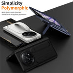 For Oppo Find N5 5G Case Kickstand Wristband PC Phone Cover with Tempered Glass Film