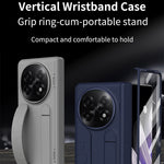 For Oppo Find N5 5G Case Kickstand Wristband PC Phone Cover with Tempered Glass Film