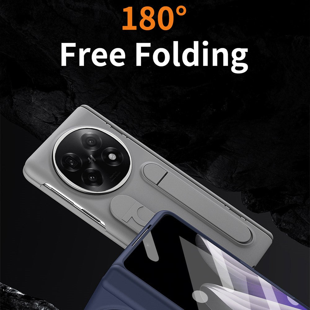 For Oppo Find N5 5G Case Kickstand Wristband PC Phone Cover with Tempered Glass Film