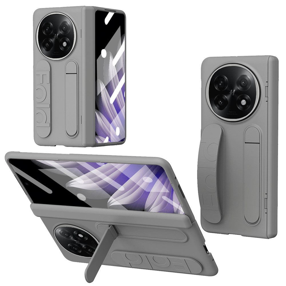 For Oppo Find N5 5G Case Kickstand Wristband PC Phone Cover with Tempered Glass Film