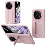 For Oppo Find N5 5G Case Kickstand Wristband PC Phone Cover with Tempered Glass Film
