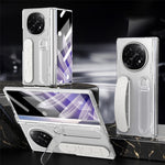 For Oppo Find N5 5G Case Kickstand Wristband PC Phone Cover with Tempered Glass Film